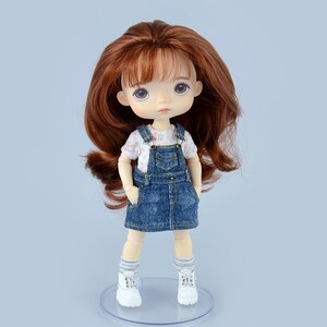 Outfit for Xiaomi Monst dolls (3 items): denim sundress, bodysuit, leg warmers