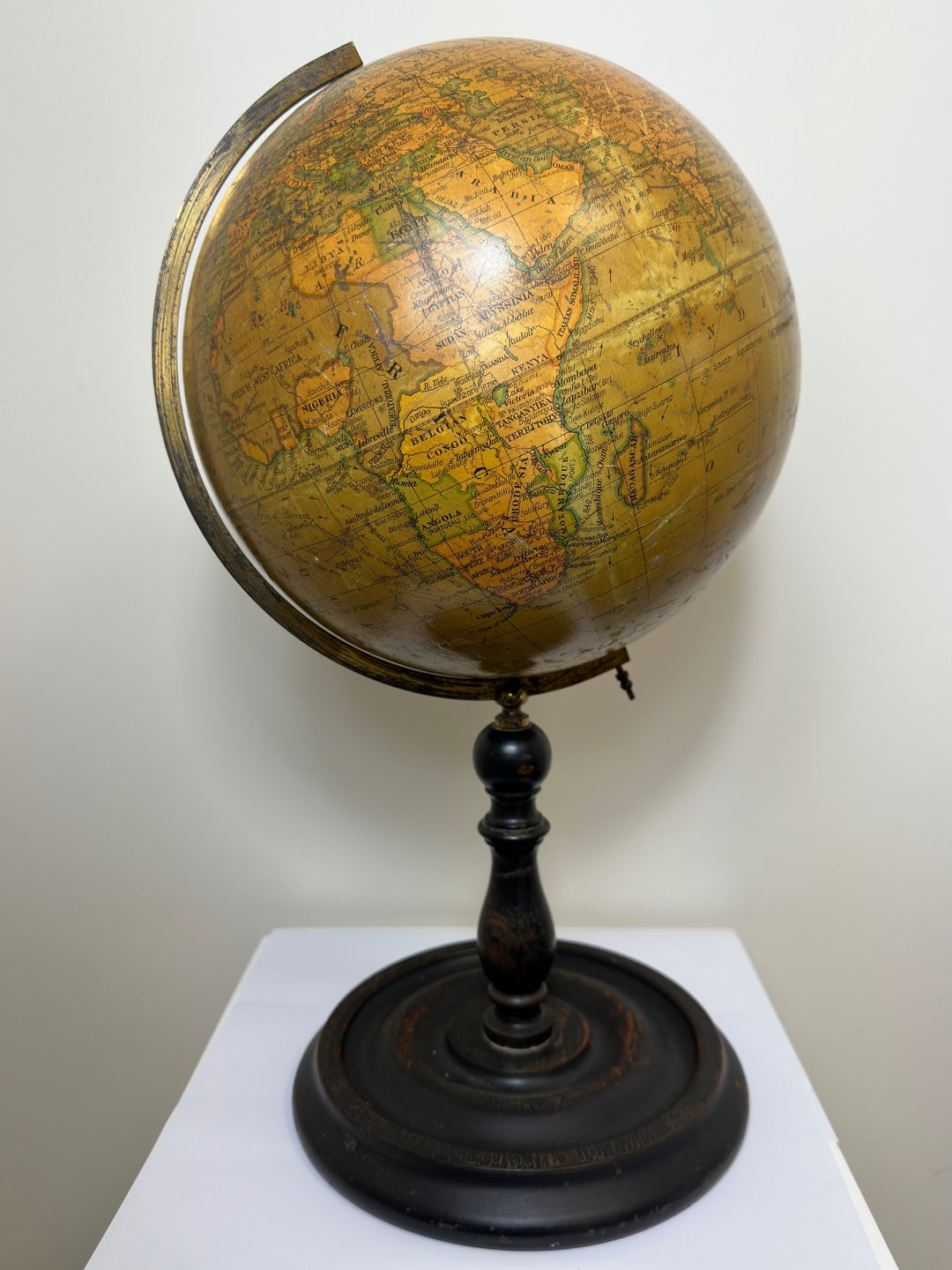 Geographic Round 10 Inch Terrestrial Globe Atlas Railways Steamer Sea ...
