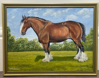 Equine Oil Painting English Shire Plough Horse Signed Mallanson