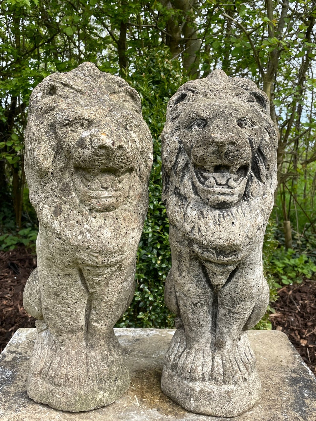 Pair Victorian Style Lion Garden Stone Entrance Gate Post - Etsy