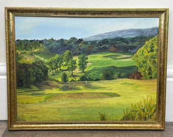 Collectible Oil Painting Scottish Dalmuir Golf Course Club Scotland