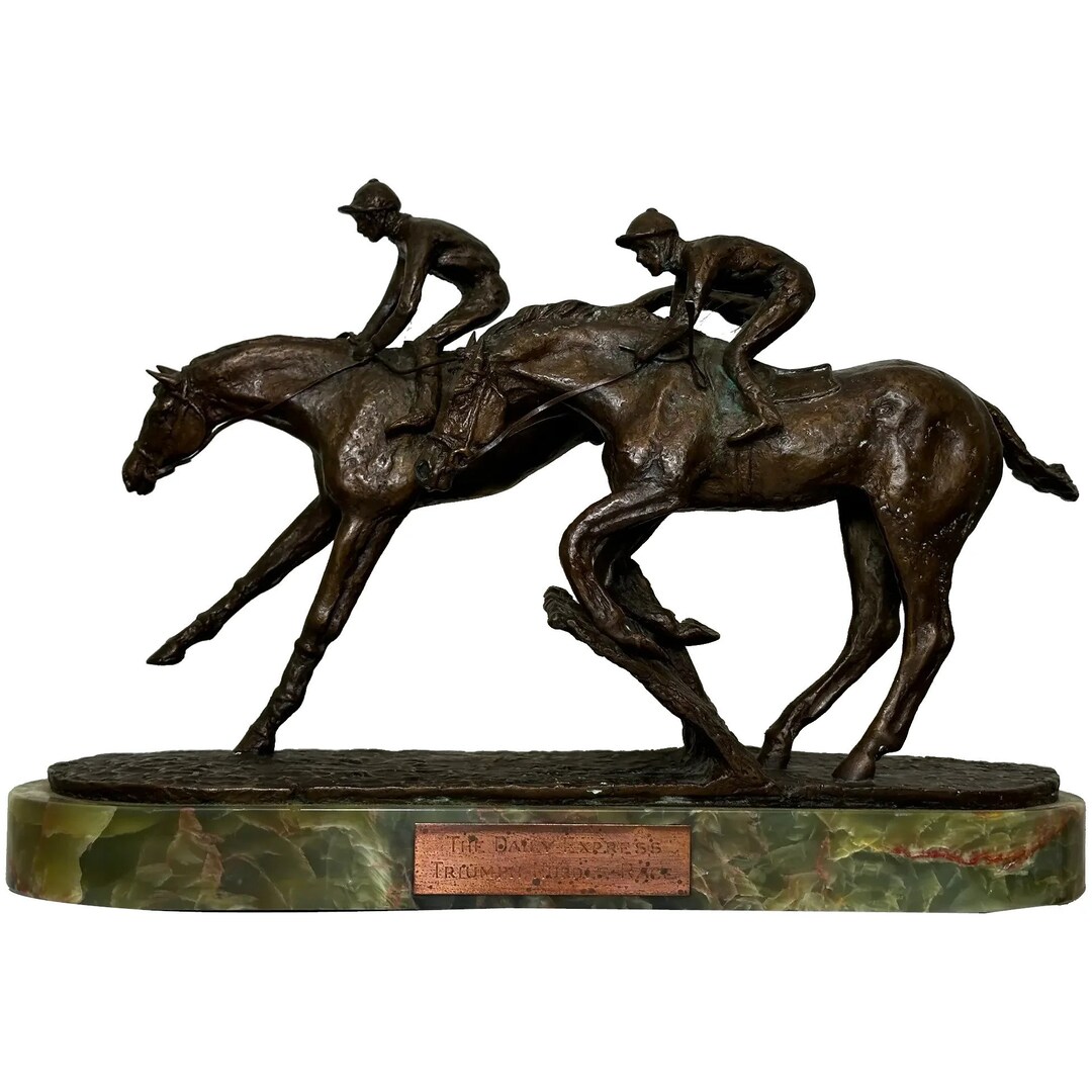 Steeple Chase Racing Equine Bronze Race Horses & Jockeys Triumph Hurdle ...