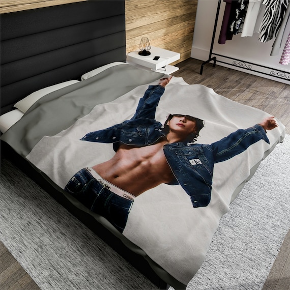 Bts Jeon Jungkook JK Calvin Klein Kpop Merch Gift Cozy Velveteen Plush Blanket Etsy Singapore