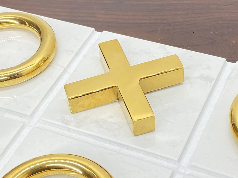 Luxland Home Modern Marble Tic Tac Toe for Home Decoration, Black