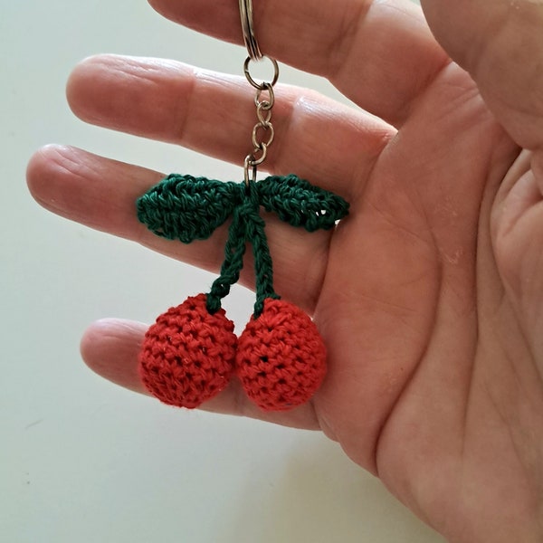 Porte-clé cerises crochetée main