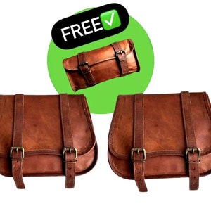 Set Of Two Leather Motorcycle Two Bag Brown Saddle Pannier Bicycle Bag Bike Bicycle Motorcycle fork tool Side Bags Halloween fall gifts