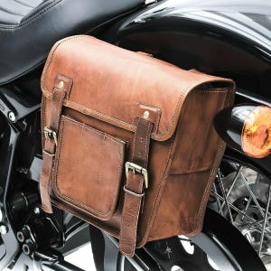 Brown Saddle Bag Motorcycle Pouch Brown Two Bags Panniers Saddle Bags For Sportscasters Leather bike bag best gift for boy