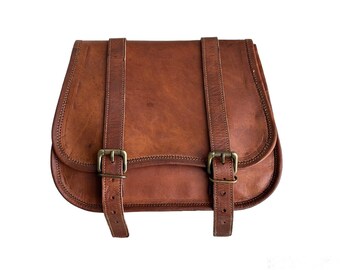 Leather Motorcycle Bag Brown Saddle Pannier Bicycle Bag Bike Bicycle Motorcycle fork tool Side Bags Halloween fall gifts