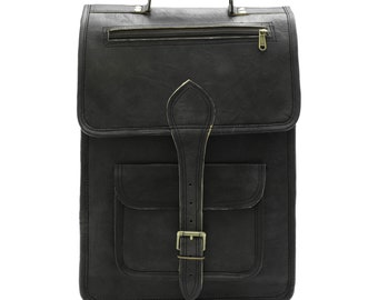 Sac mince vintage en cuir noir, porte-documents de bureau idéal, cadeau parfait pour lui