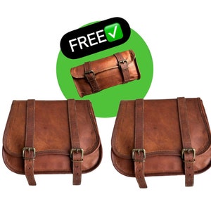 Set Of Two Leather Motorcycle Two Bag Brown Saddle Pannier Bicycle Bag Bike Bicycle Motorcycle fork tool Side Bags Halloween fall gifts