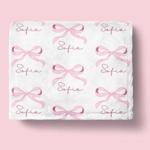 Custom Pink Bow Baby Blanket, Coquette Themed Baby Girl, Pink Bow Nursery Decor for Baby Girl Room, Coquette Aesthetic, Baby Shower Gift
