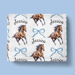 Personalized Horse Girl Blanket Horse Baby Blanket Horse Nursery Bedding Horse Coquette Blanket Wild Horse Minky Blanket Horse Lover Gift