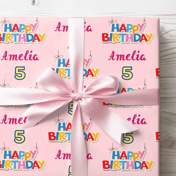 Happy Birthday Personalized Wrapping Paper Birthday Name Gift Wrap Kids Customized gift paper Wrap Paper for Handmade Present