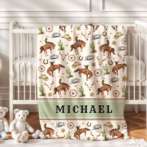 Cowboy Baby Blanket Personalized Western Baby Blanket Baby Boy Blanket Cowboy Baby Blanket With Name Western Nursery Baby Shower Gift