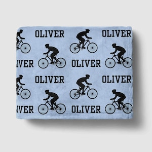Bicycle Blanket With Name, Cycling Personalized Blanket, Biker Throw, Gift idea for Dad, Birthday Bicycle gifts for Him, Fathers Day Gift