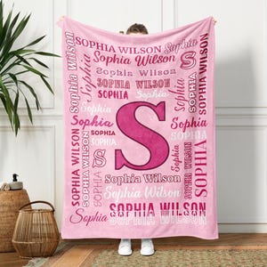 Personalized Monogram Blanket, Custom Kid Name Blanket, Toddler Blanket With Name, Initial Throw Blanket, Baby Shower Gift, New Baby Blanket