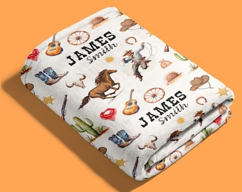 Personalized Cowboy Baby Blanket: Custom Western Nursery Decor