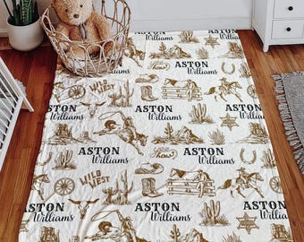 Personalized Cowboy Baby Blanket: Western Ranch Sherpa Throw