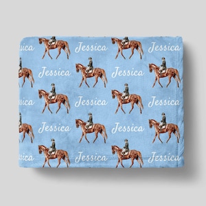 Equestrian Blanket With Name Horses Personalized Blanket Custom Gift for Horse Girl Gift for Pony Lover Rodeo Lovers Gift Western Decor