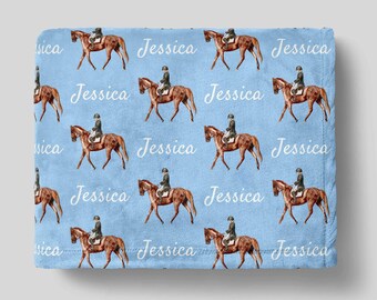 Personalized Horse Blanket: Plush Equestrian Gift, Custom Name Blanket