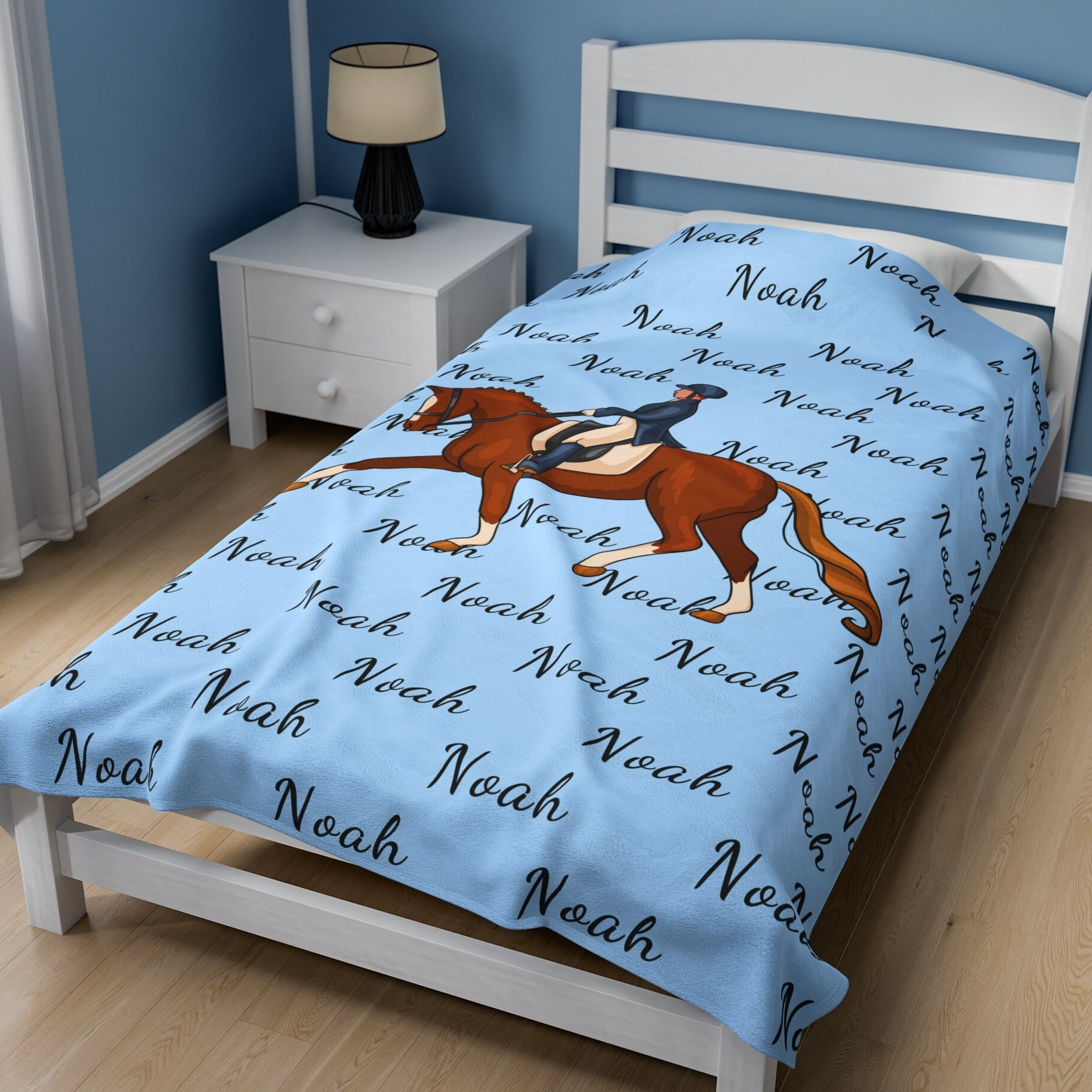 Horse Blanket Personalized, Custom Horse Blanket, Equestrian Blanket, Horse Lovers Gift, Horse Throw, Kids Name Blanket, Equine Art