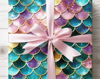 Mermaid Scale Wrapping Paper: Colorful Scallop Gift Wrap