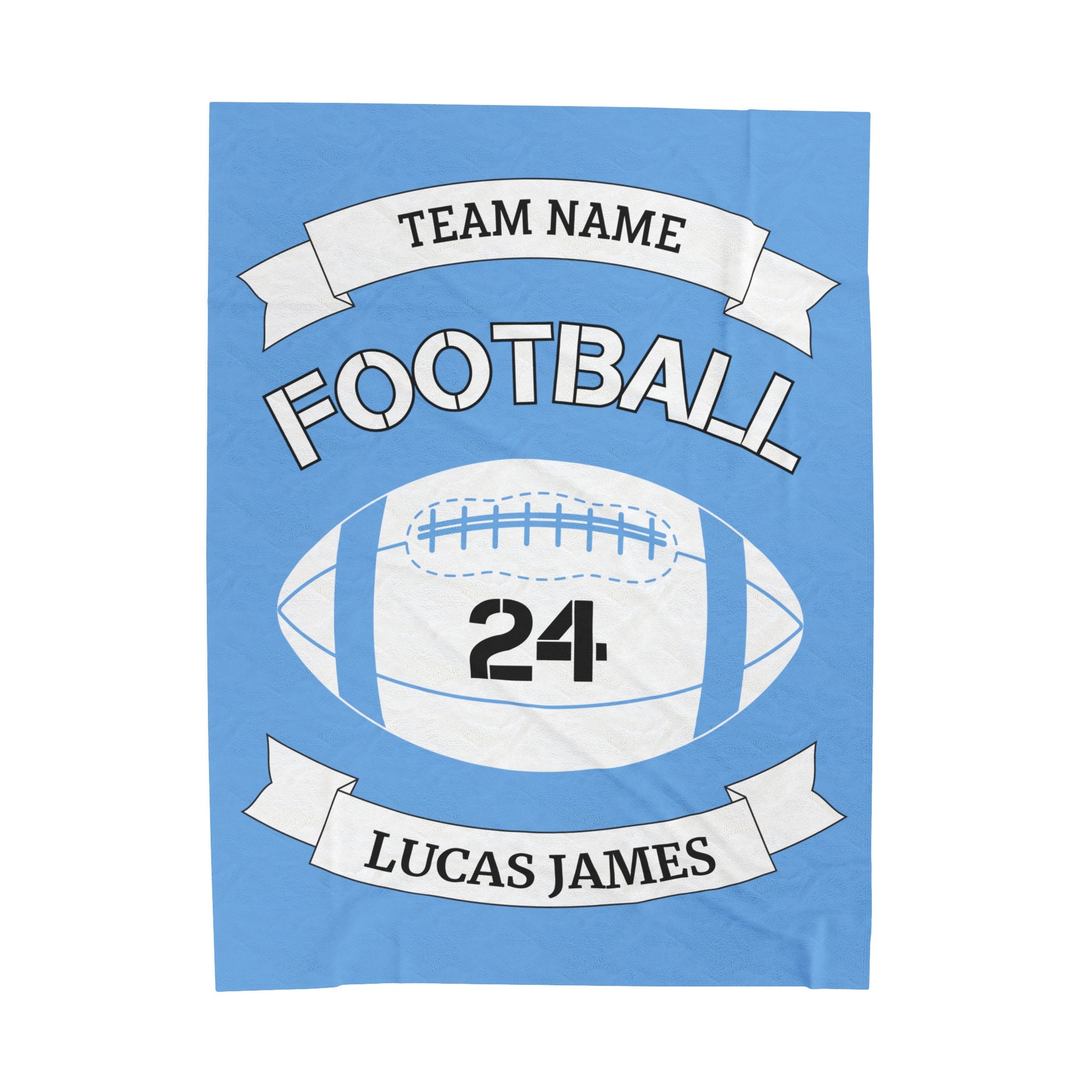 Custom Name Football Blanket, Personalized Football Throw Blanket for Son, Gift for Football Lover Sports Name Middle Name Receiving Blanket
