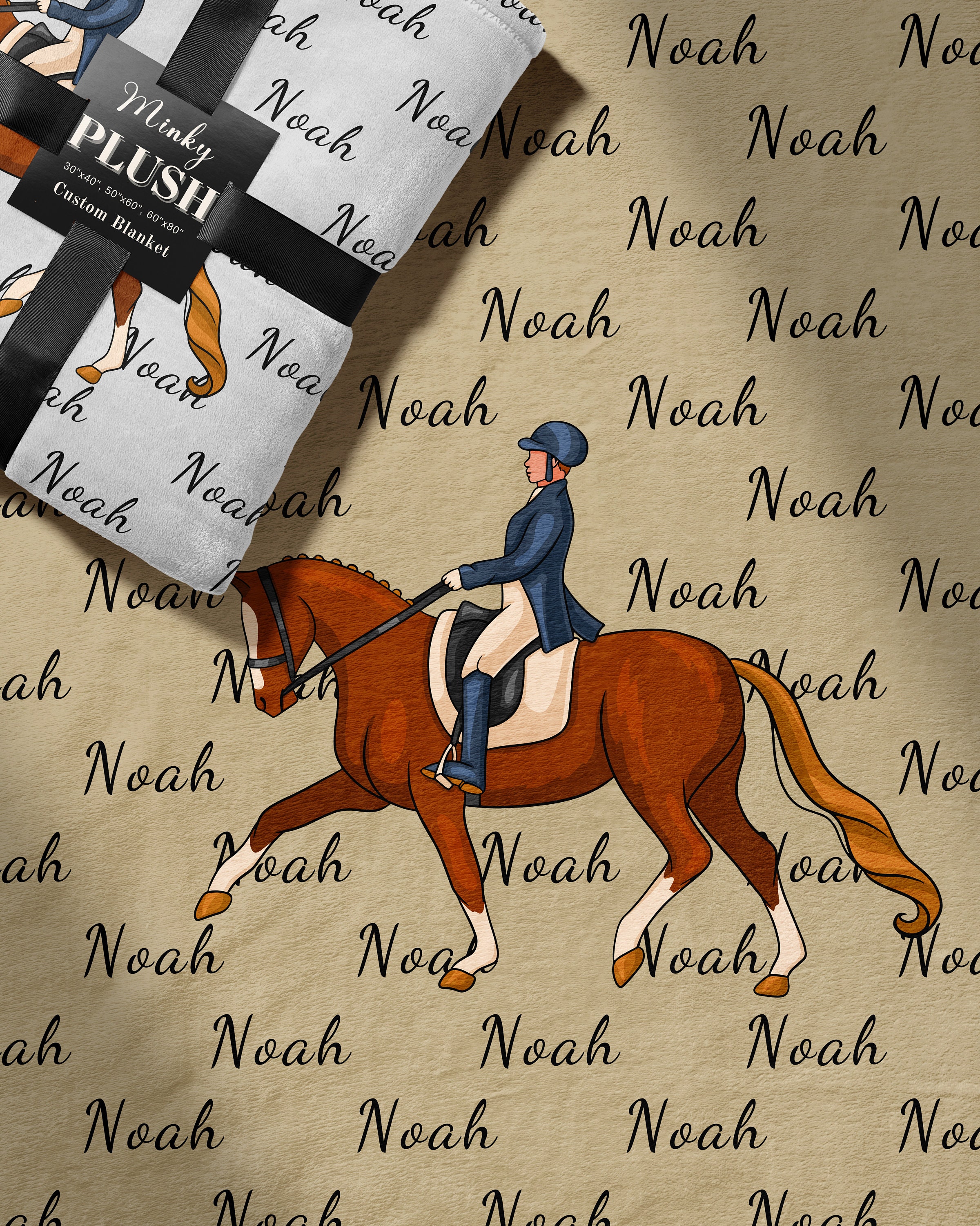 Horse Blanket Personalized, Custom Horse Blanket, Equestrian Blanket, Horse Lovers Gift, Horse Throw, Kids Name Blanket, Equine Art