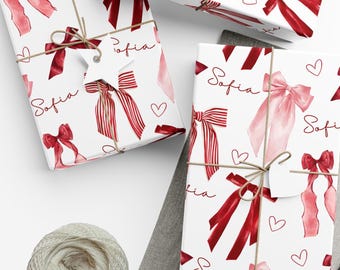 Personalized Bow Wrapping Paper: Coquette Birthday Gift Wrap