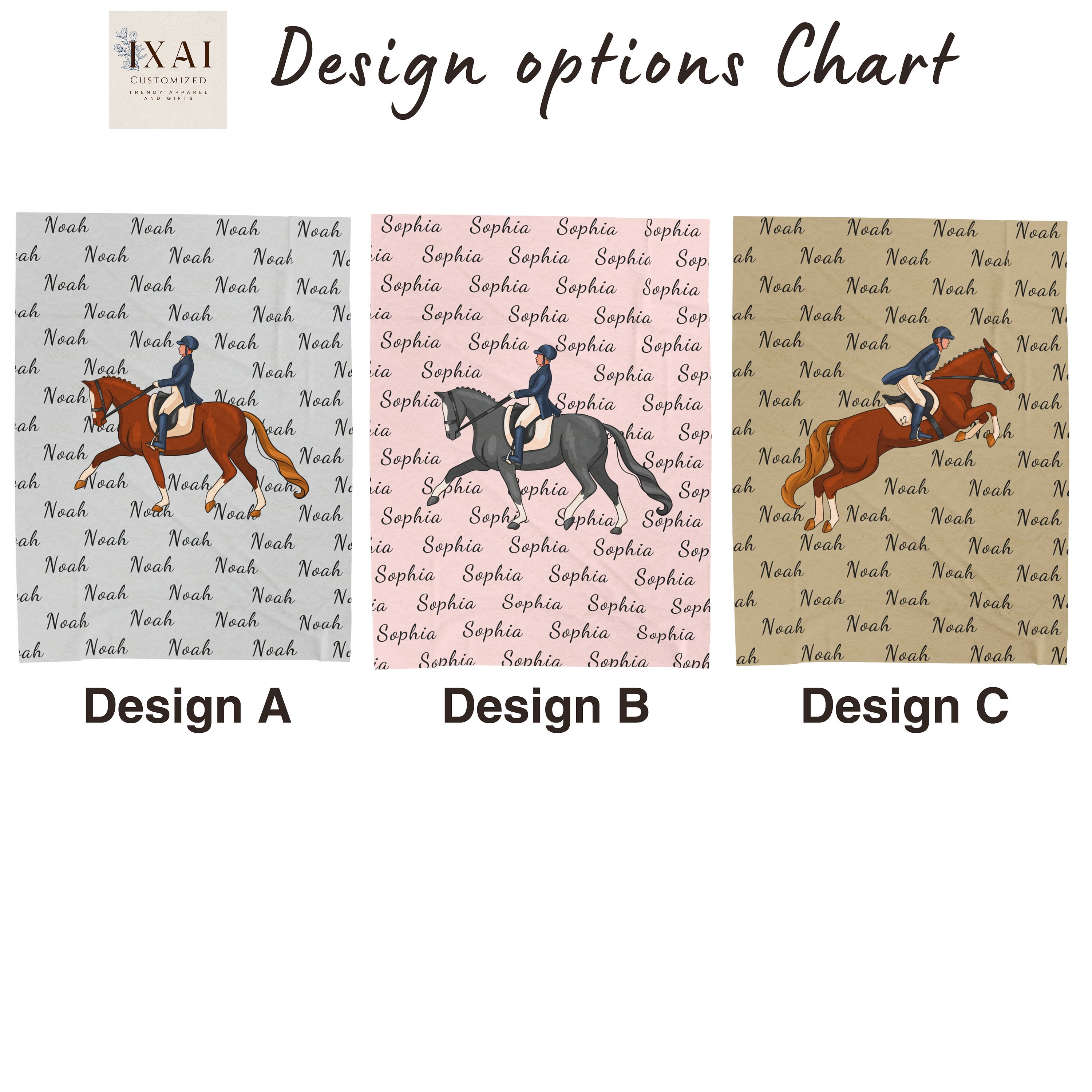 Horse Blanket Personalized, Custom Horse Blanket, Equestrian Blanket, Horse Lovers Gift, Horse Throw, Kids Name Blanket, Equine Art