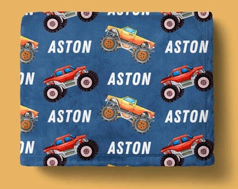 Gepersonaliseerde monstertruckdeken: fleecedeken jongensnaam