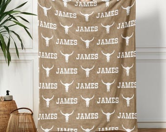Personalized Cowboy Baby Blanket: Western Nursery Decor, Plush Fleece