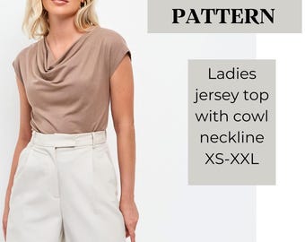 Jersey Cowl Neck Top Sewing Pattern with Step-by-Step Instructions | Easy Beginner-Friendly PDF Pattern