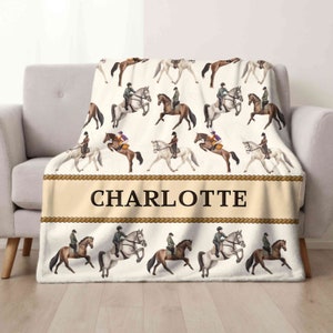 Horses Personalized Blanket With Name Western Baby Blanket Horse Gifts For Girls Equestrian Decor Custom Just a Girl Who Loves Horses