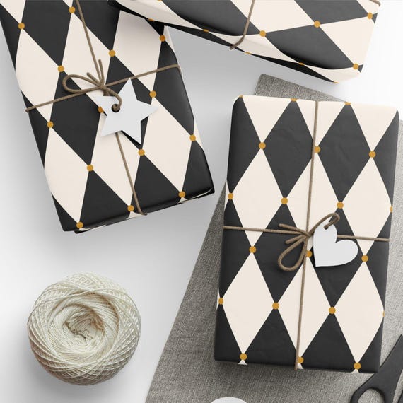 Checkered Wrapping Paper, Wedding Gift Wrap, Harlequin Gift Wrap, Christmas Gift Wrap Roll, Vintage Christmas Paper, Elegant Gift Wrap