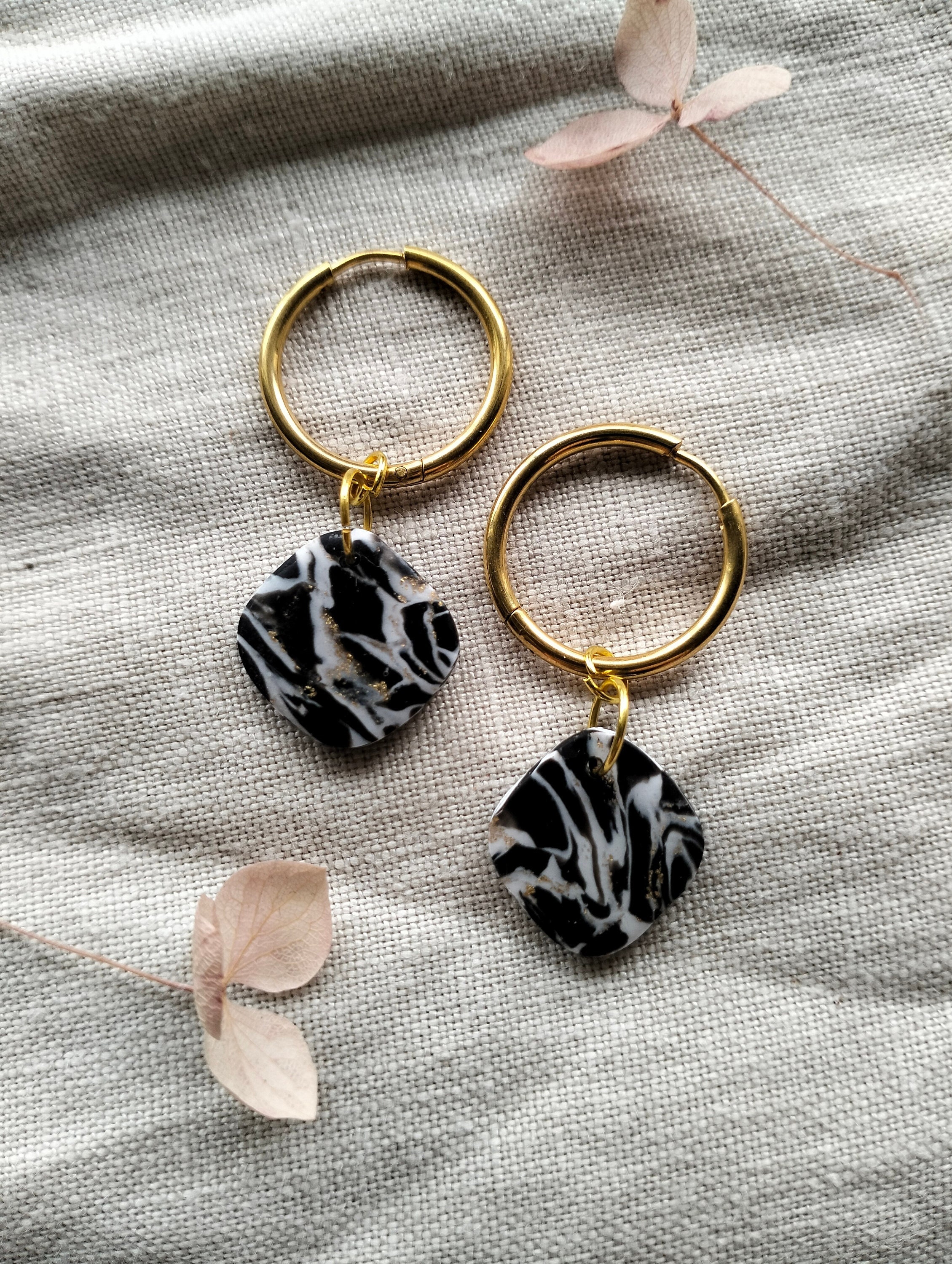 Maggie Gold Huggie Hoops Polymer Clay Statement Earrings Handmade Polymer Clay Earrings Huggie Hoop Earrings Dangle Earrings Etsy Canada