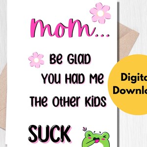 Cartão imprimível engraçado do dia das mães de <br> Entrega Rápida? Presente da filha | Presente do filho | Cartão Digital | ARQUIVO PDF | Tamanho da carta | Download instantâneo