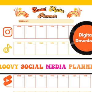 Social Media Planner Printable | Retro Planner | Content Planner | Instagram | Social Media Marketing | Instagram Template | Download | PDF