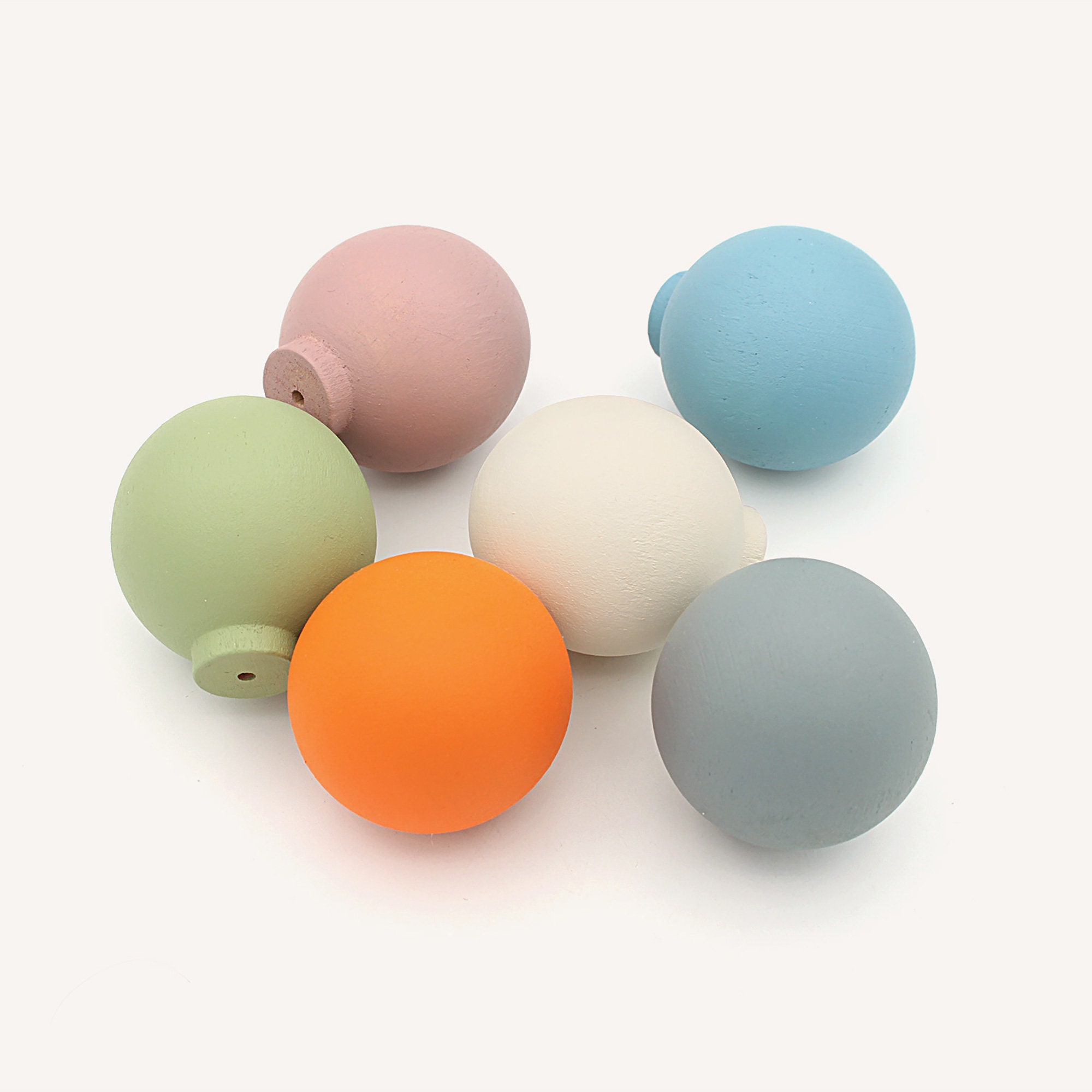 Colorful Round Wood Cabinet Knobs, Colorful Ball Kids Room Knobs, Green ...