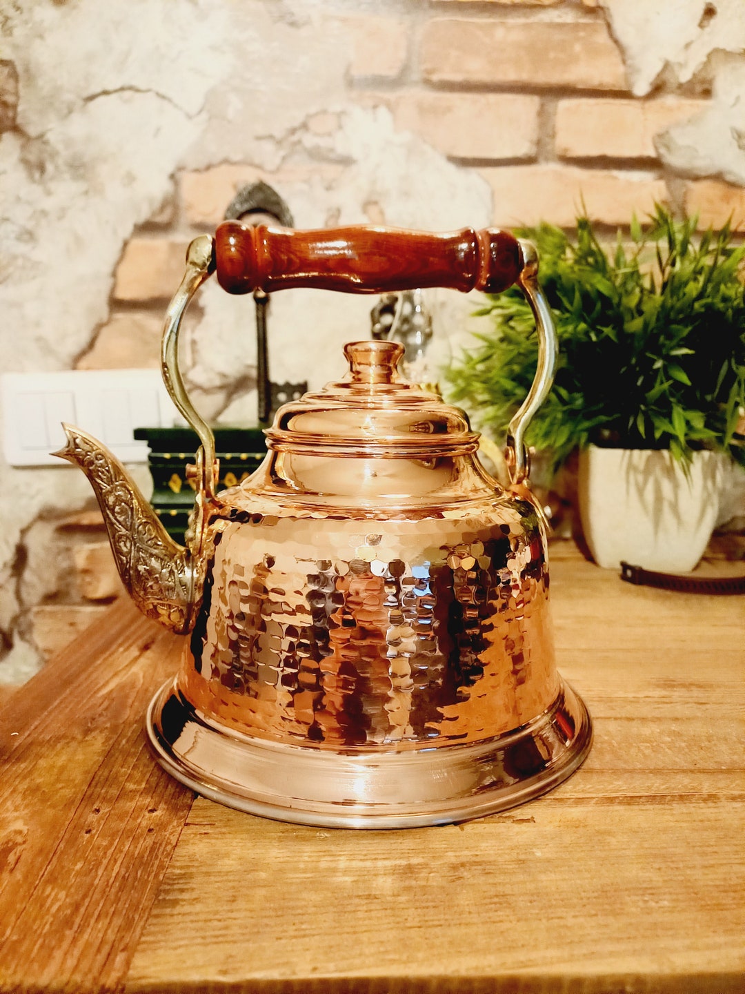 Handmade Copper Tea Kettle 1mm Thick Stovetop Teapot Etsy