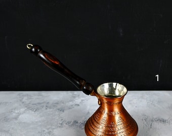 Top Quality Handmade Copper Coffee Pot, With Ethic Motifs, Turkish Cezve - Perfect Gift For Coffee Lovers! Artwork