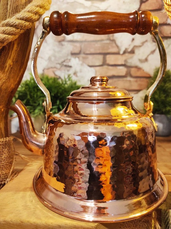 Handmade Copper Tea Kettle Stovetop Teapot Turkish Tea Pot Etsy