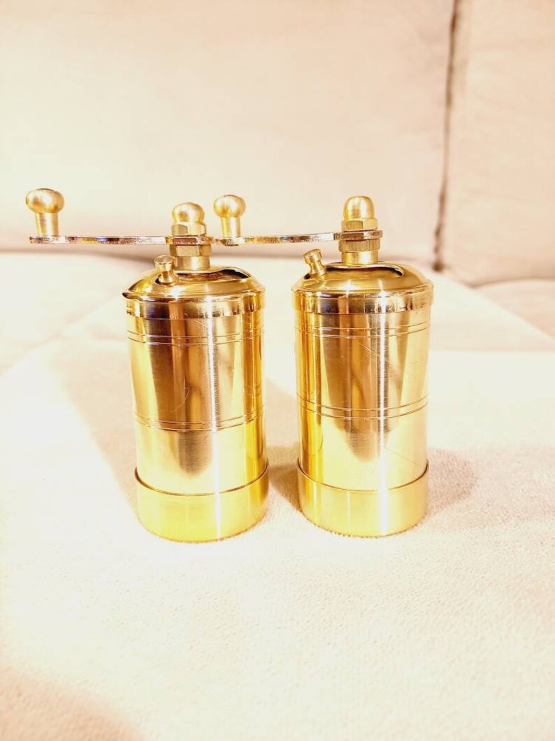Brass Salt and Pepper Mill brass Refillable Turkish Style Etsy