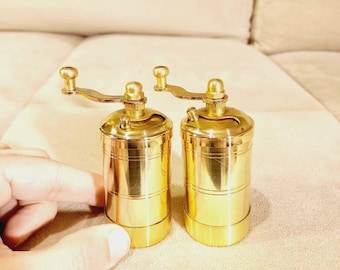 Brass Salt and pepper mill ,Brass Refillable Turkish Style Mill, Pepper Grinder, Manual Mill, Turkish Salt Mill