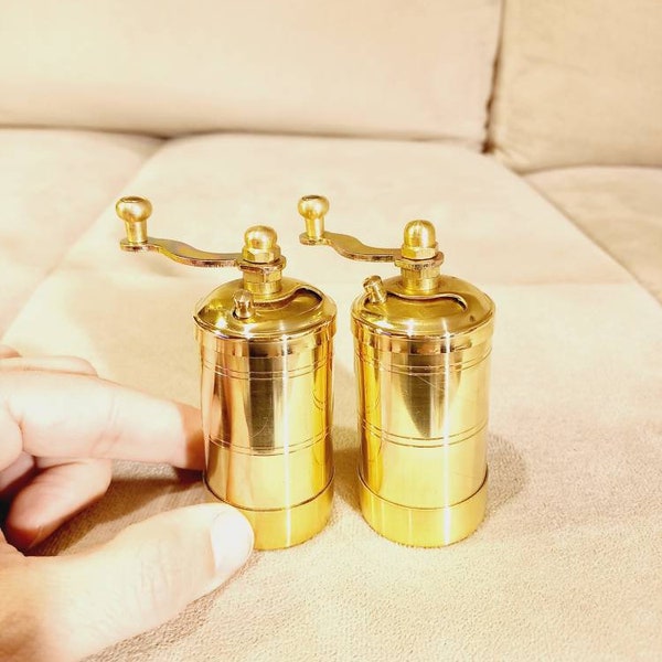 Brass Salt and pepper mill ,Brass Refillable Turkish Style Mill, Pepper Grinder, Manual Mill, Turkish Salt Mill