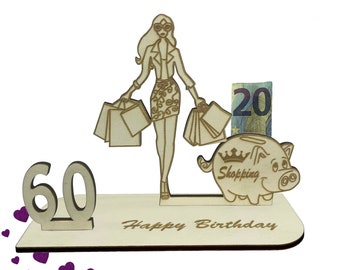 Gift for 60th birthday Money gift 16 18 20 30 40 50 60 70 Shopping Queen