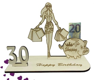 Geschenk zum 30 Geburtstag Geldgeschenk 16 18 20 30 40 50 60 70 Shopping Queen