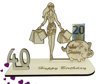 Geschenk zum 40 Geburtstag Geldgeschenk 16 18 20 30 40 50 60 70 Shopping Queen