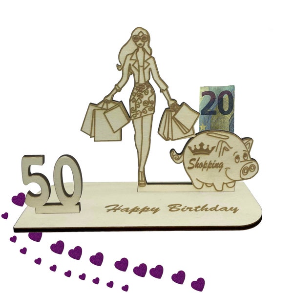 Geschenk zum 50 Geburtstag Geldgeschenk 16 18 20 30 40 50 60 70 Shopping Queen