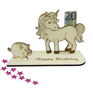Geschenk zum  Geburtstag Geldgeschenk 16 18 20 30 40 50 60 70 Einhorn